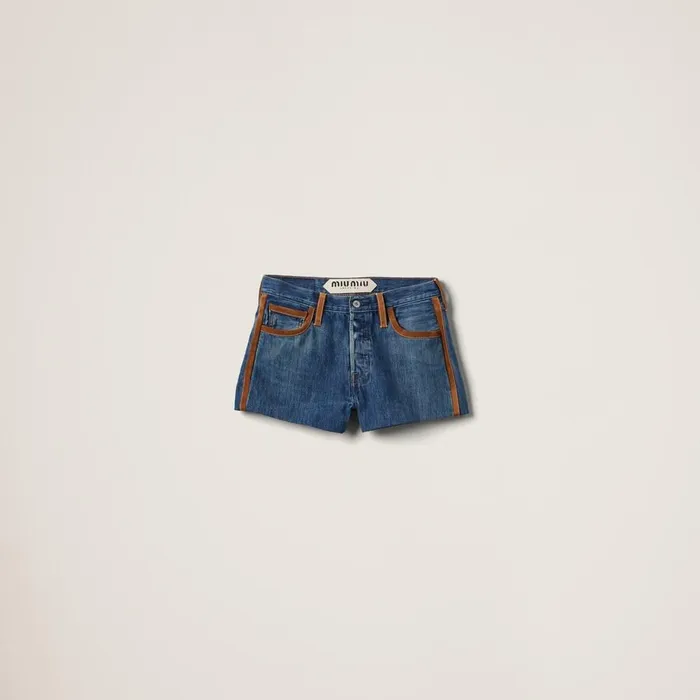 Women Pants And Shorts Miu Miu Denim Shorts Navy