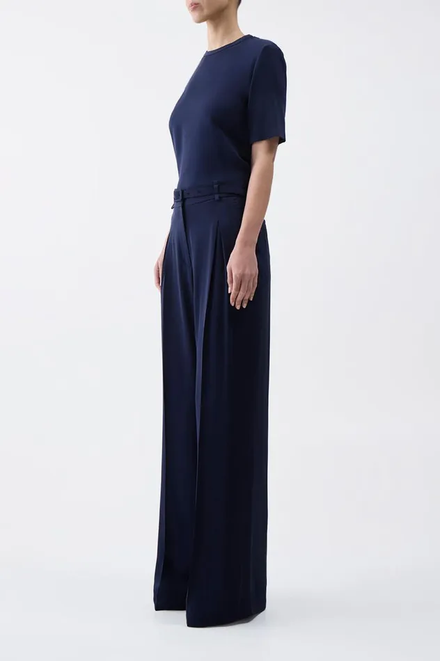 Women Pants Gabriela Hearst Maura Pant In Navy Silk Crepe