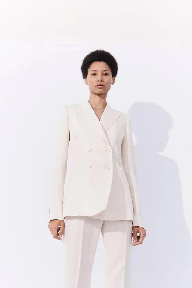 Women Pants Gabriela Hearst Rhein Pant In Ivory Textured Linen