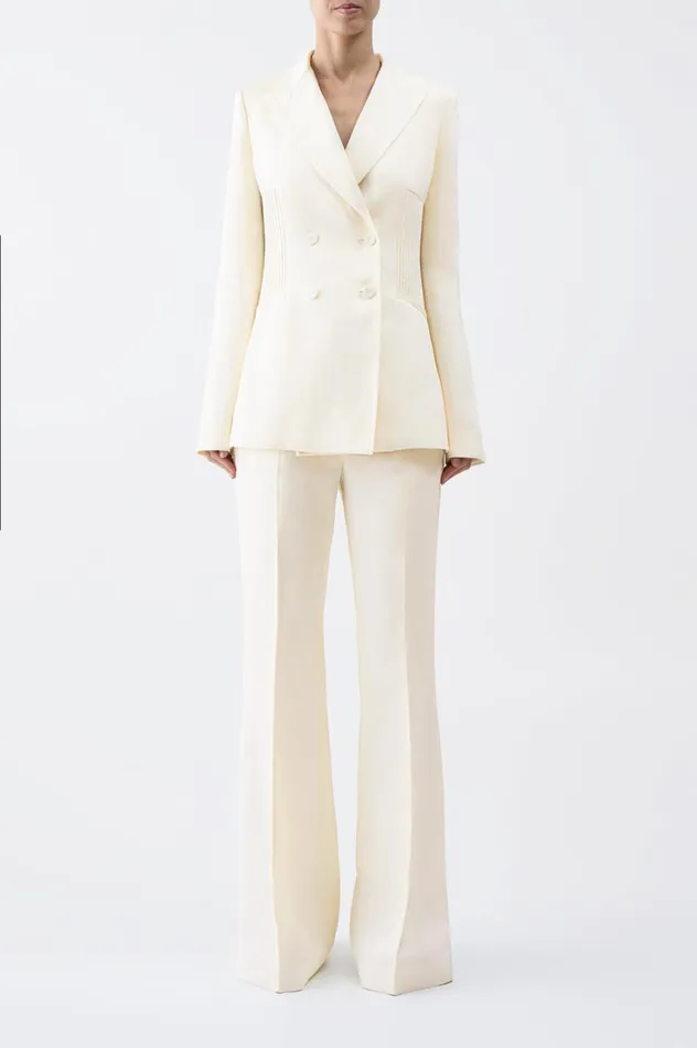 Women Pants Gabriela Hearst Rhein Pant In Ivory Textured Linen