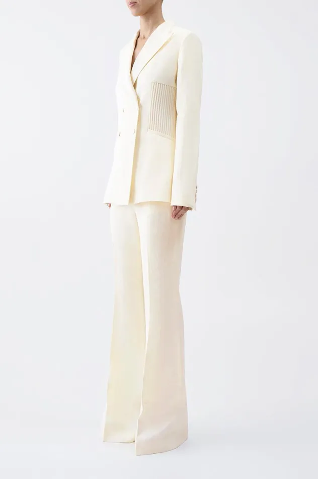 Women Pants Gabriela Hearst Rhein Pant In Ivory Textured Linen