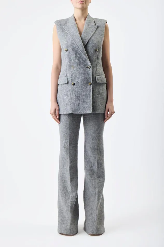 Women Pants Gabriela Hearst Rhein Pant In Light Grey Melange Cashmere Linen