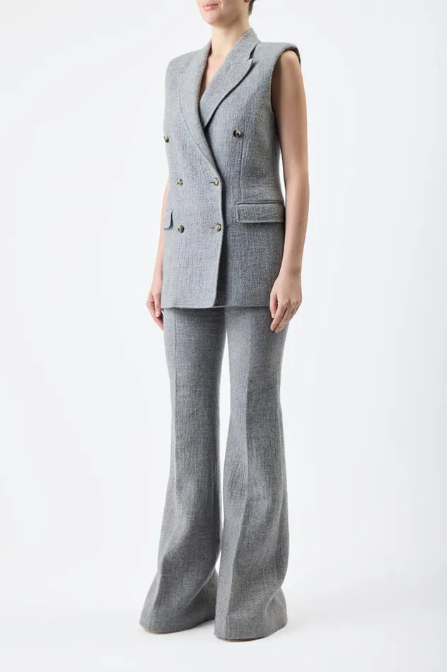 Women Pants Gabriela Hearst Rhein Pant In Light Grey Melange Cashmere Linen