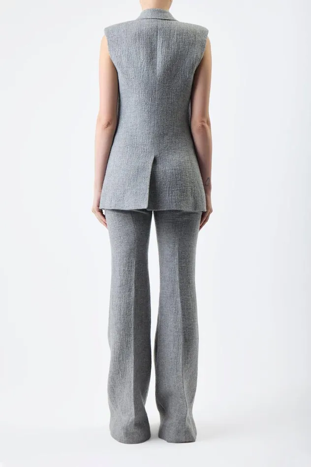 Women Pants Gabriela Hearst Rhein Pant In Light Grey Melange Cashmere Linen