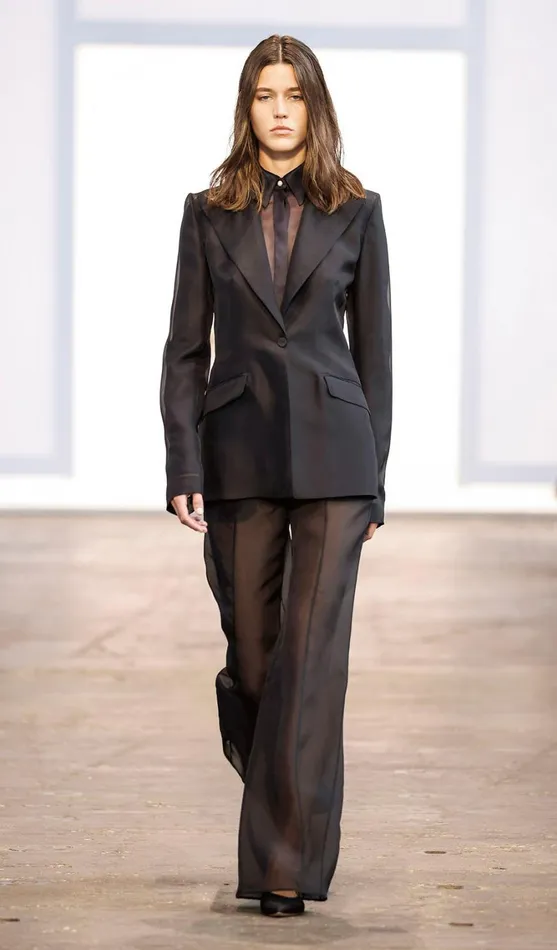 Women Pants Gabriela Hearst Rhein Sheer Pant In Black Silk Organza