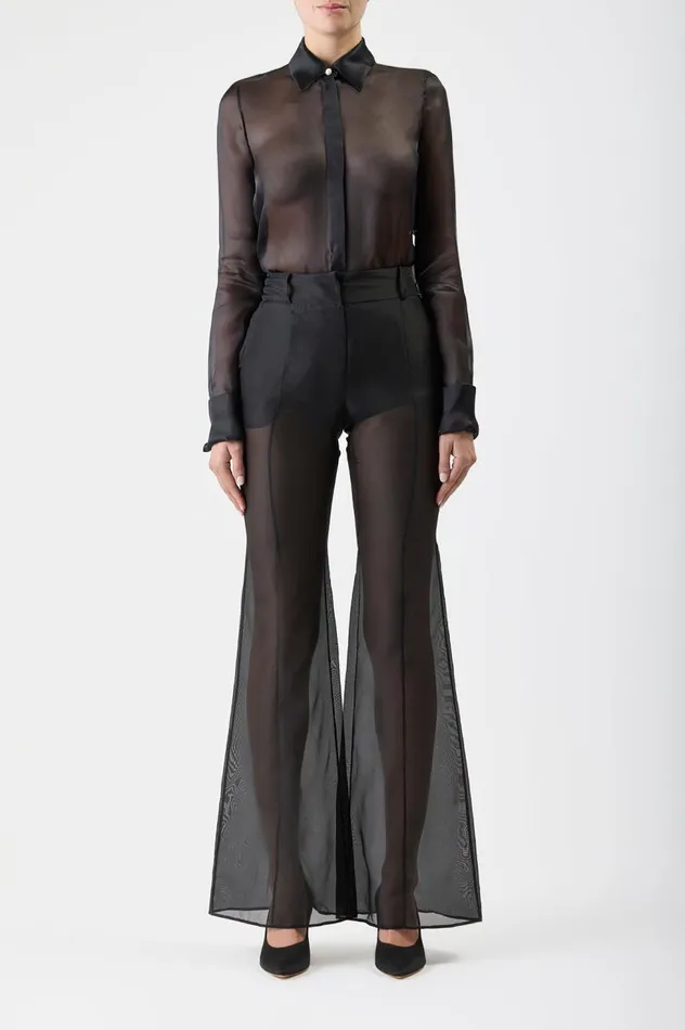 Women Pants Gabriela Hearst Rhein Sheer Pant In Black Silk Organza
