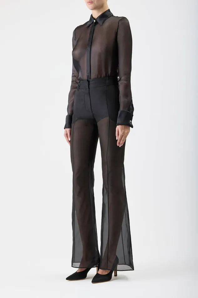 Women Pants Gabriela Hearst Rhein Sheer Pant In Black Silk Organza