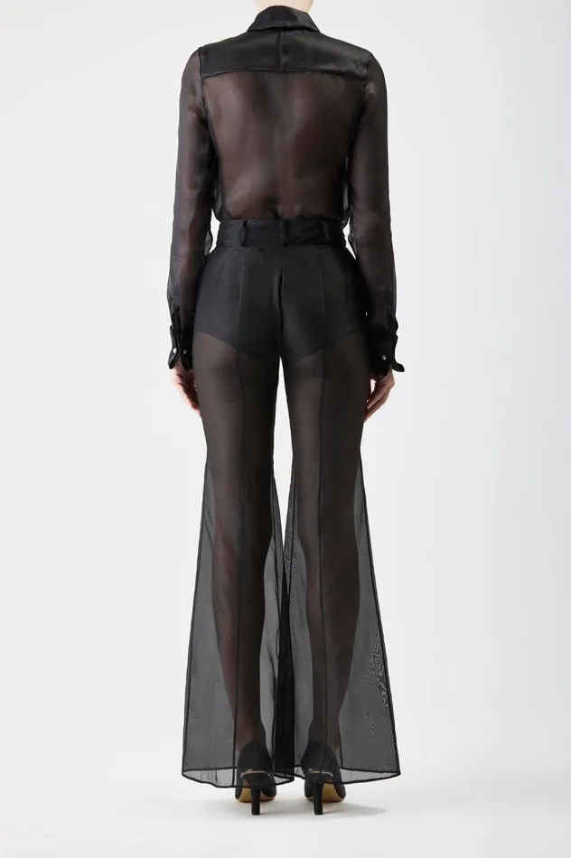 Women Pants Gabriela Hearst Rhein Sheer Pant In Black Silk Organza