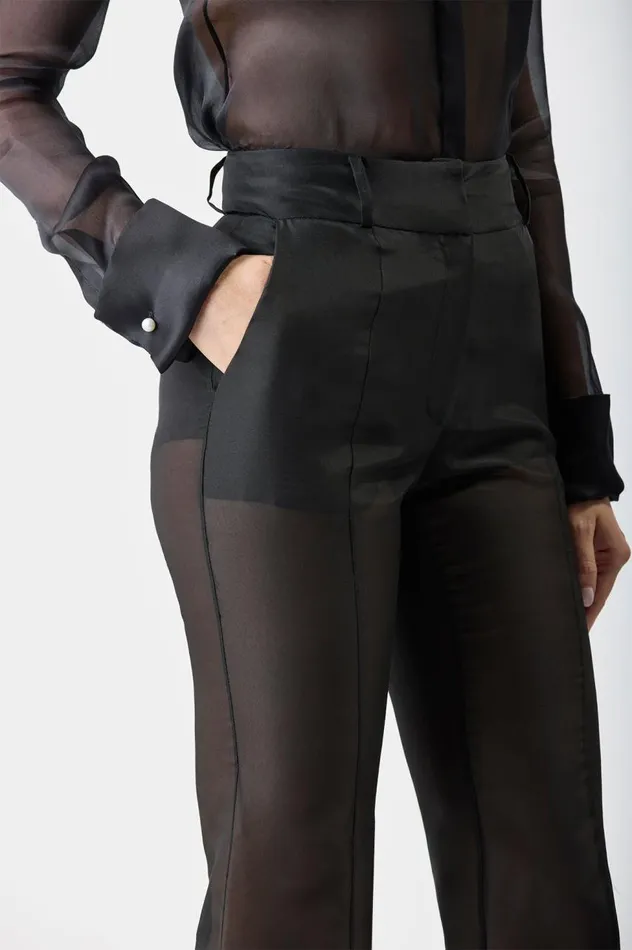 Women Pants Gabriela Hearst Rhein Sheer Pant In Black Silk Organza