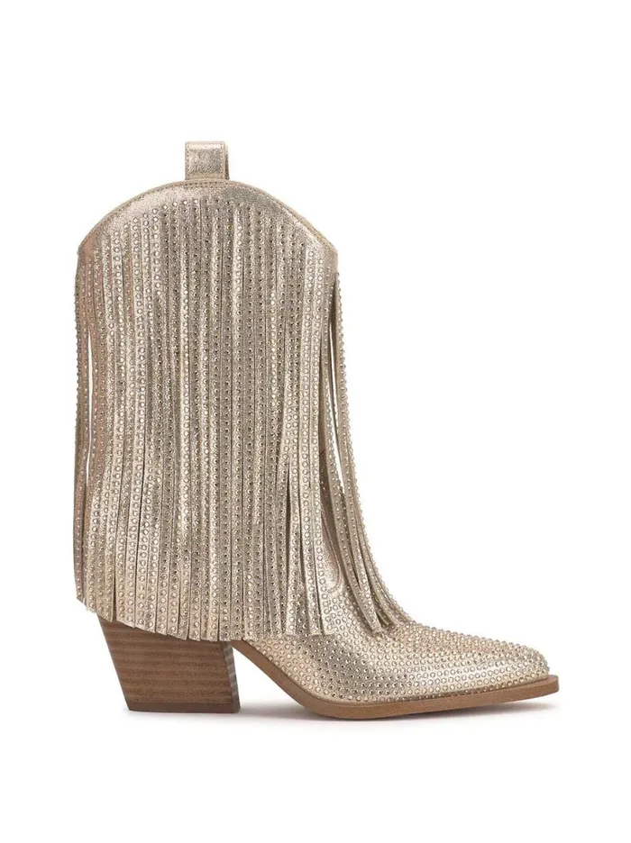 Women Paredisa Fringe Bootie In Champagne Jessica Simpson Boots and Booties