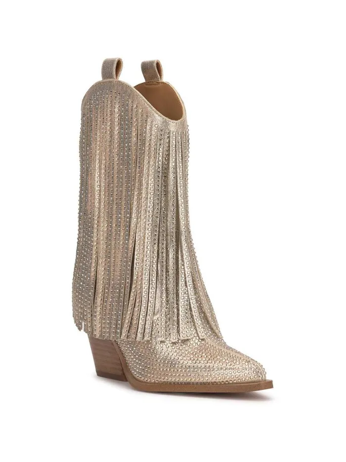 Women Paredisa Fringe Bootie In Champagne Jessica Simpson Boots and Booties