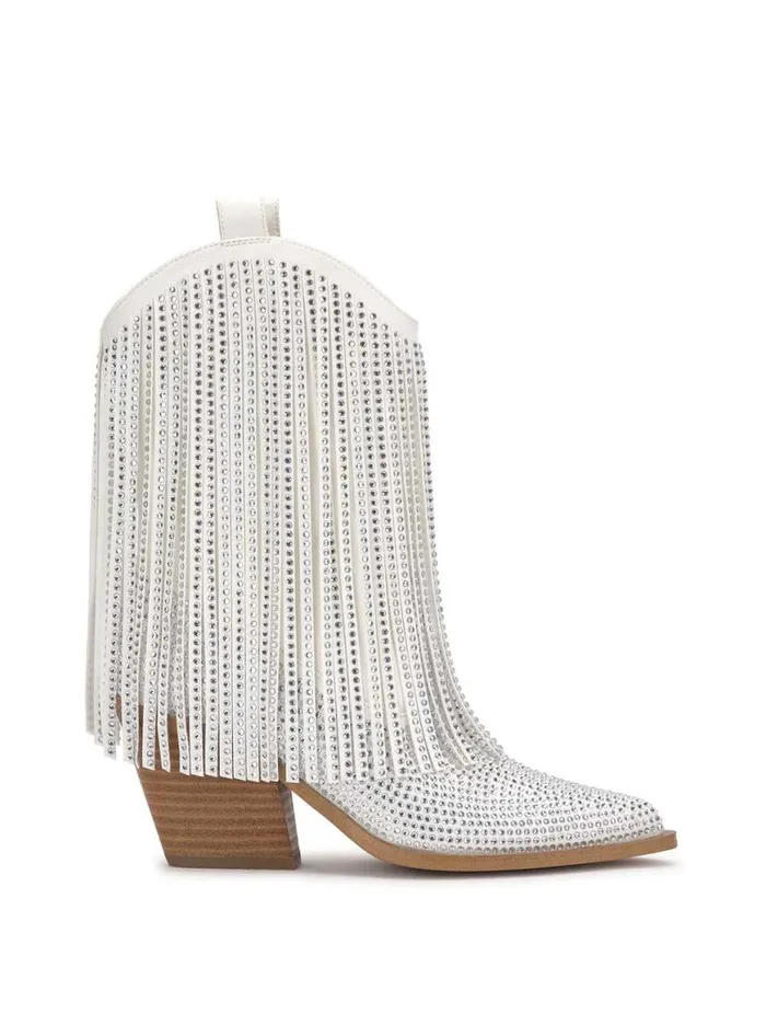 Women Paredisa Fringe Bootie In White Jessica Simpson Boots and Booties