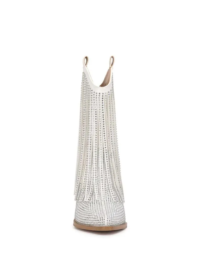 Women Paredisa Fringe Bootie In White Jessica Simpson Boots and Booties