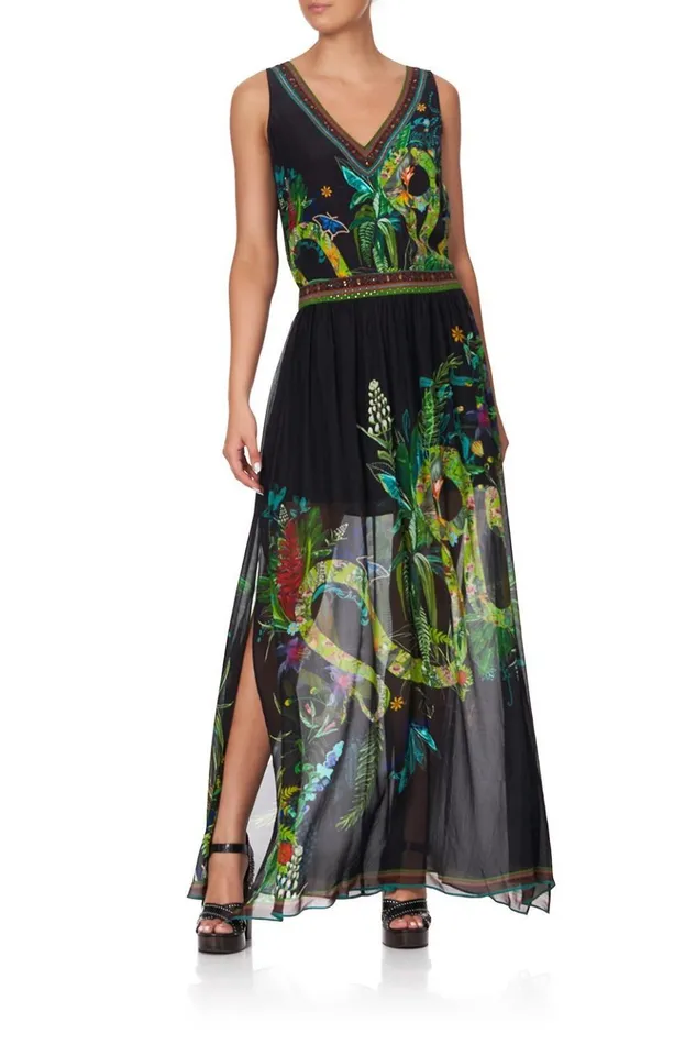 Women Party Dresses Camilla Side Split Overlay Skirt River Cruise