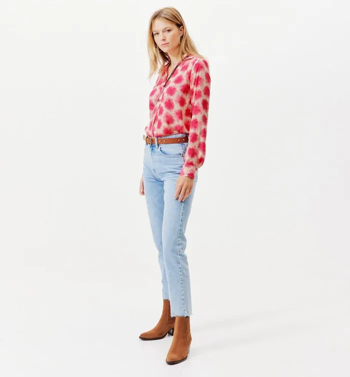 Women Patterned Blouse 8211 Pink Print Promod Shirts And Tunics