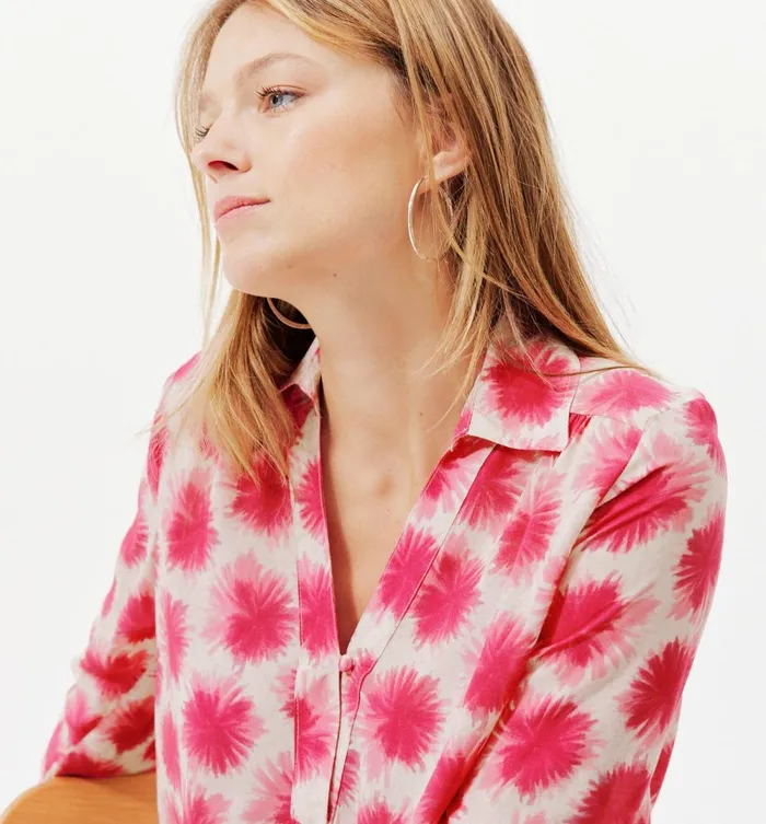 Women Patterned Blouse 8211 Pink Print Promod Shirts And Tunics
