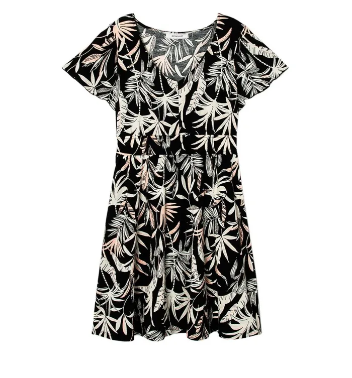 Women Patterned Dress 8211 Black Print Promod Dresses Women Patterned Dress 8211 Black Print Promod Dresses