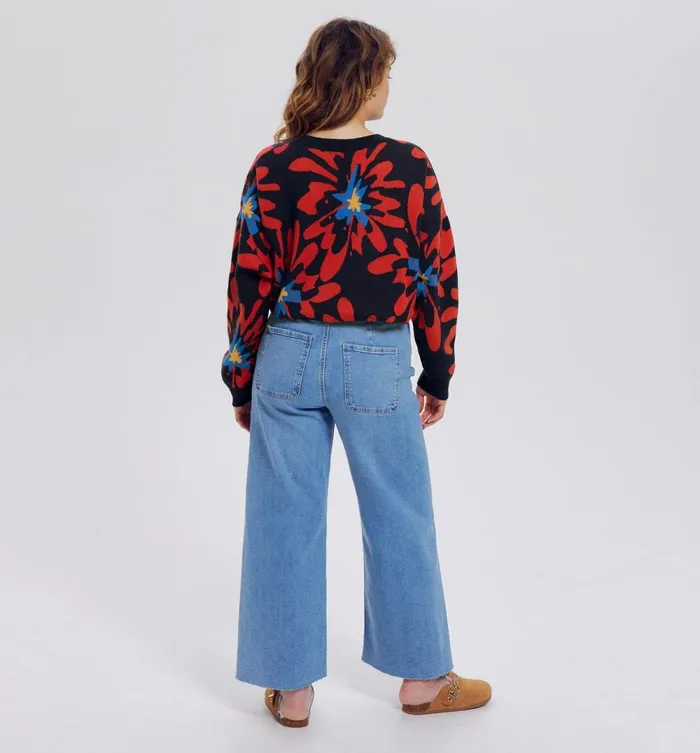 Women Patterned Jumper 8211 Navy Blue Print Promod Jumpers And Cardigans