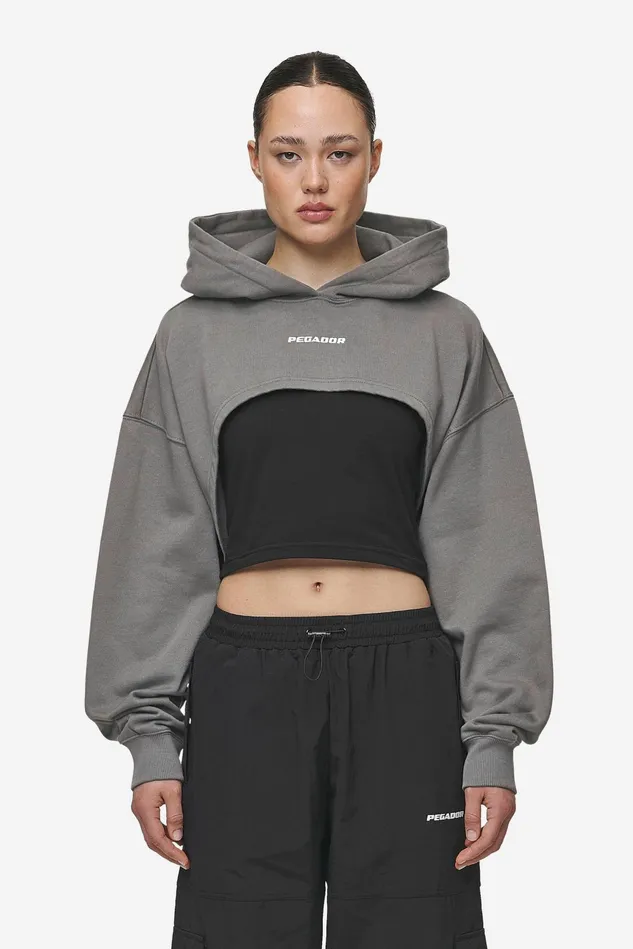 Women Pegador Hoodies Mina Super Cropped Hoodie Washed Deep Grey