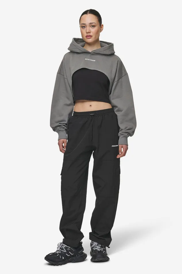Women Pegador Hoodies Mina Super Cropped Hoodie Washed Deep Grey