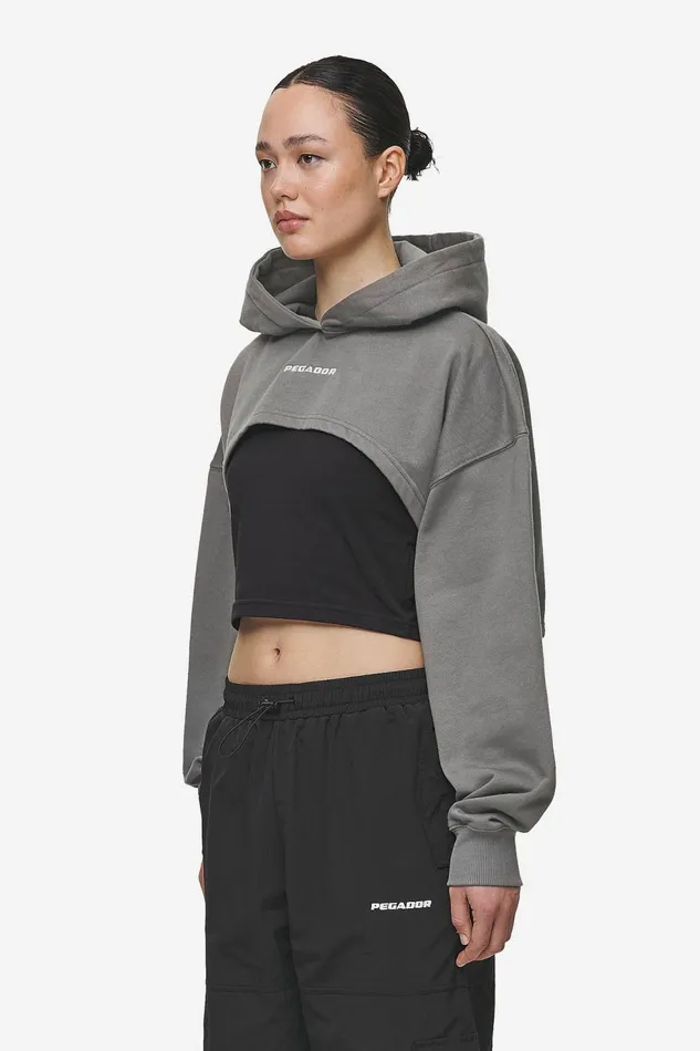 Women Pegador Hoodies Mina Super Cropped Hoodie Washed Deep Grey