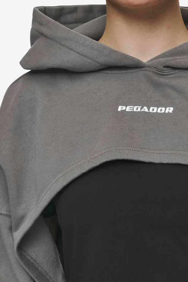 Women Pegador Hoodies Mina Super Cropped Hoodie Washed Deep Grey