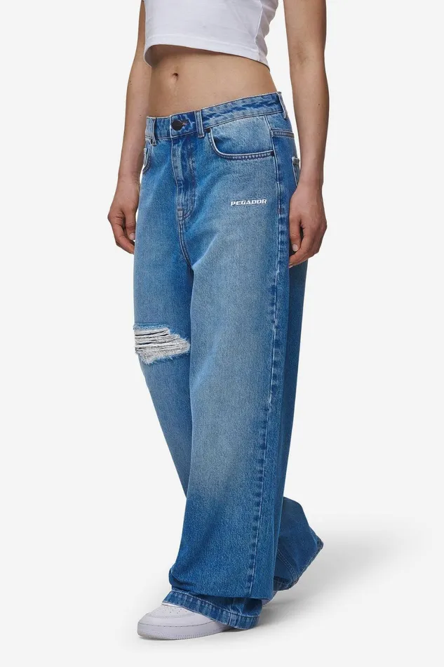 Women Pegador Jeans Mally Super Baggy Jeans Washed Blue
