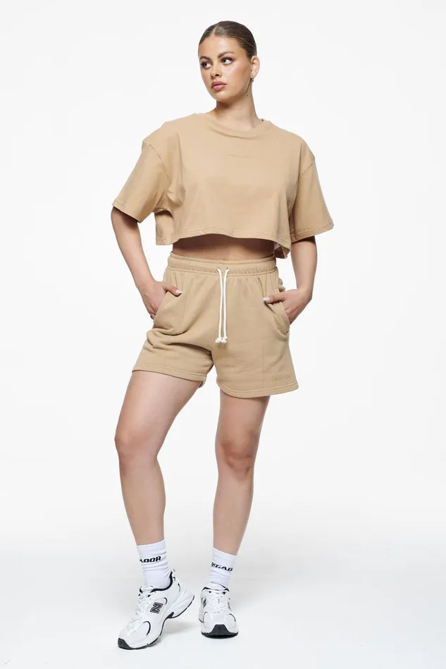 Women Pegador Shorts Umbria High Waisted Shorts Vintage Washed Espresso Gum