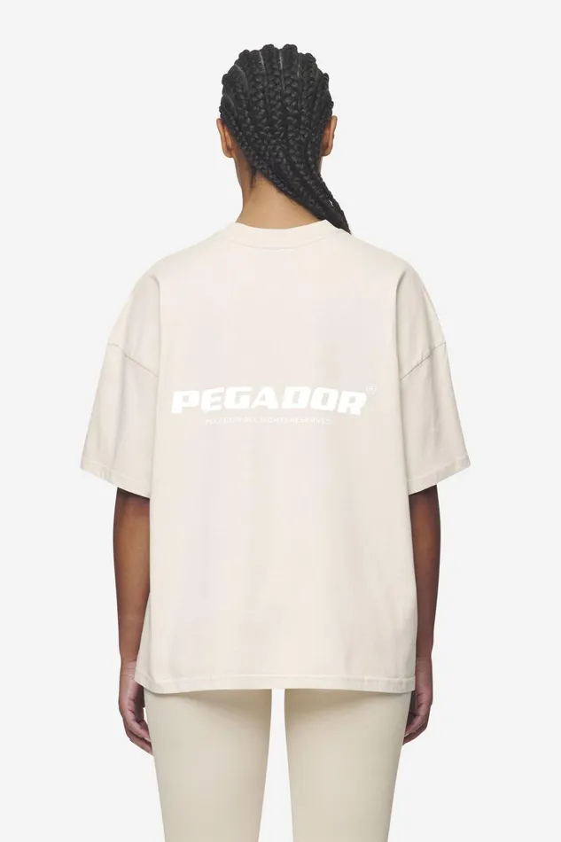 Women Pegador Tees Arendal Logo Heavy Oversized Tee Washed Coast Sand White