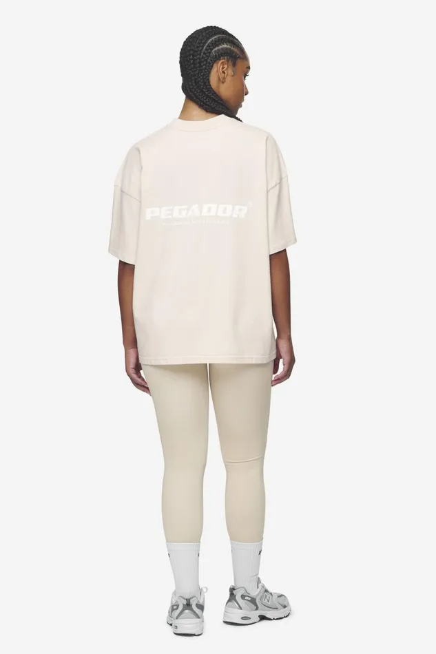 Women Pegador Tees Arendal Logo Heavy Oversized Tee Washed Coast Sand White Women Pegador Tees Arendal Logo Heavy Oversized Tee Washed Coast Sand White