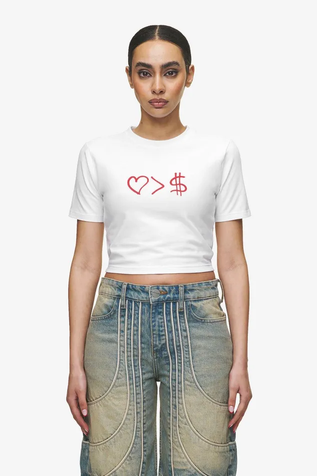 Women Pegador Tees Jayde Baby Tee White Red