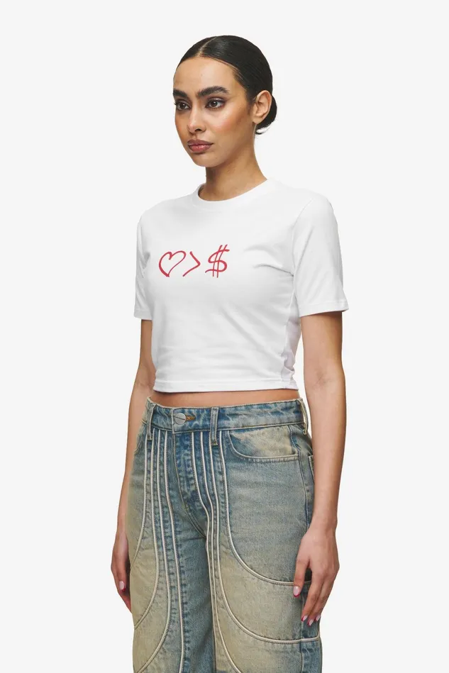 Women Pegador Tees Jayde Baby Tee White Red