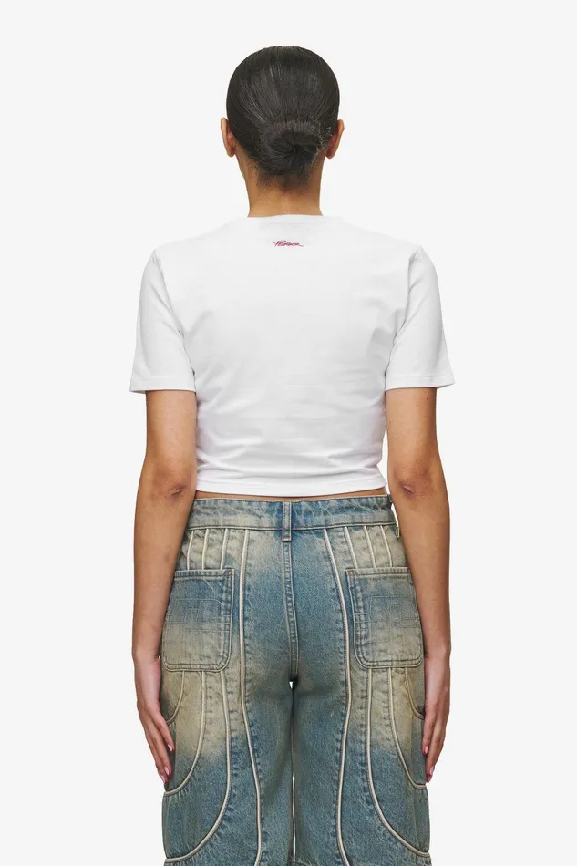 Women Pegador Tees Jayde Baby Tee White Red