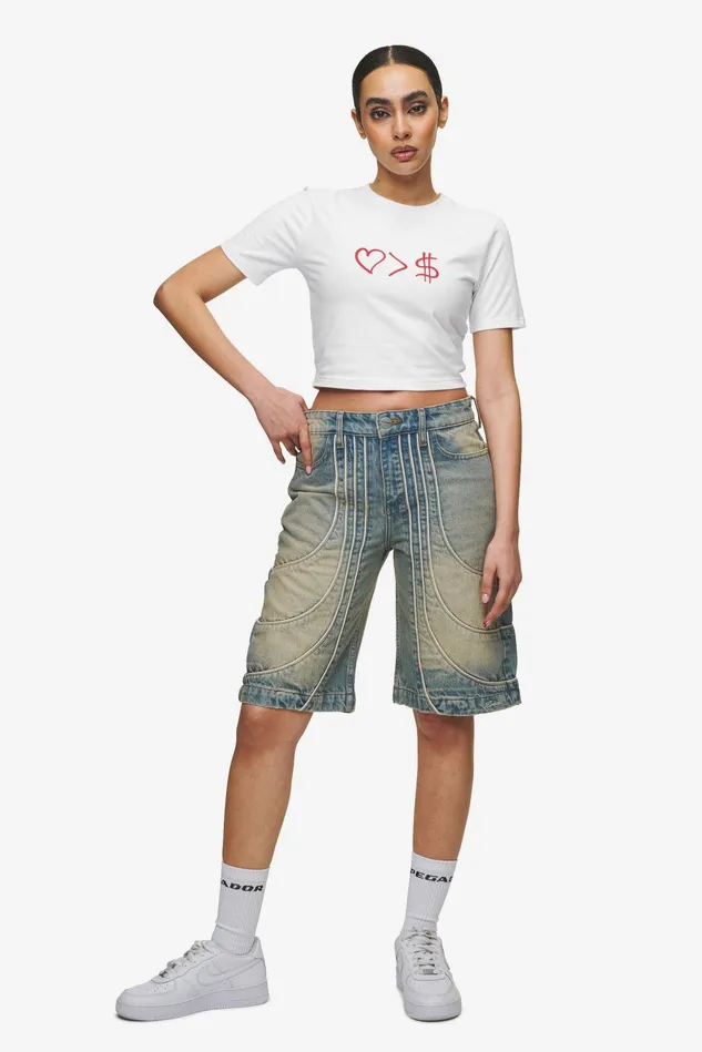 Women Pegador Tees Jayde Baby Tee White Red
