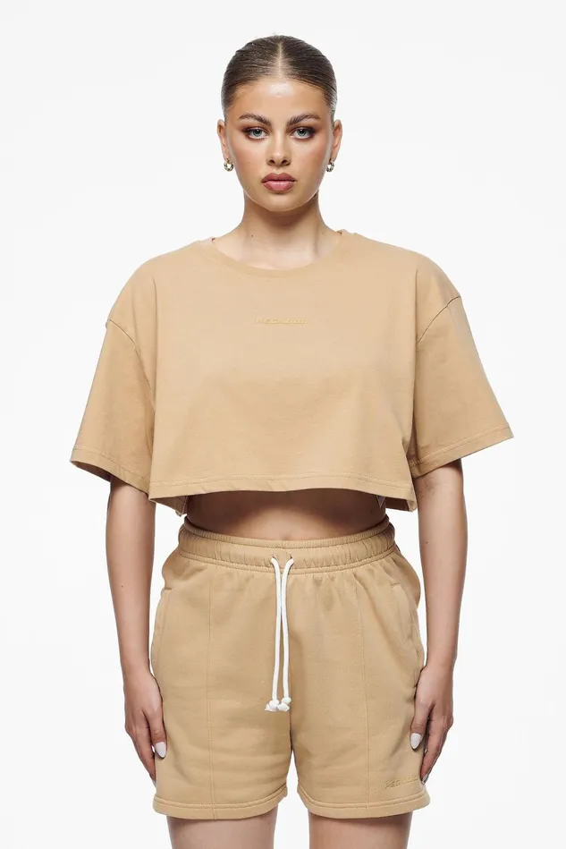 Women Pegador Tees Layla Oversized Cropped Tee Vintage Washed Espresso Gum