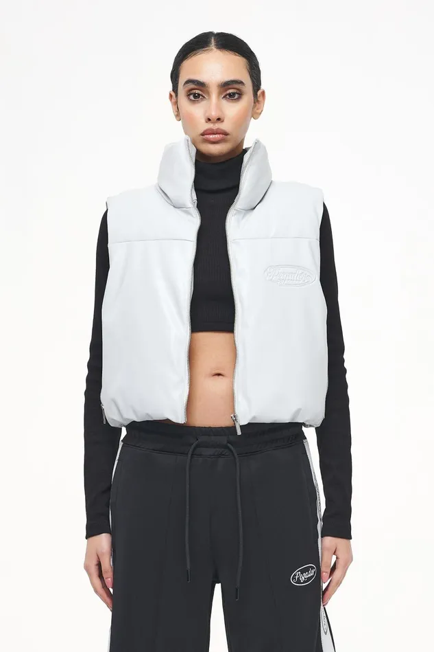 Women Pegador Westen Zito Cropped Faux Leather Vest Quiet Gray