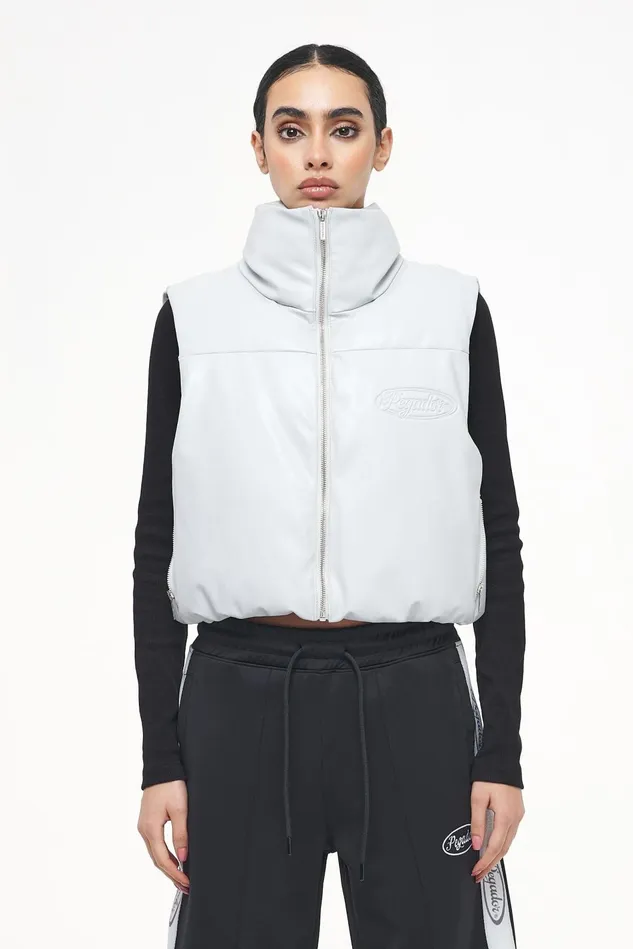 Women Pegador Westen Zito Cropped Faux Leather Vest Quiet Gray Women Pegador Westen Zito Cropped Faux Leather Vest Quiet Gray