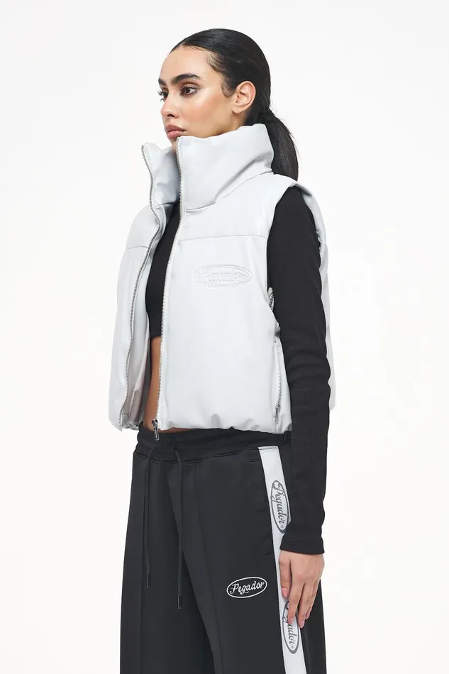 Women Pegador Westen Zito Cropped Faux Leather Vest Quiet Gray Women Pegador Westen Zito Cropped Faux Leather Vest Quiet Gray