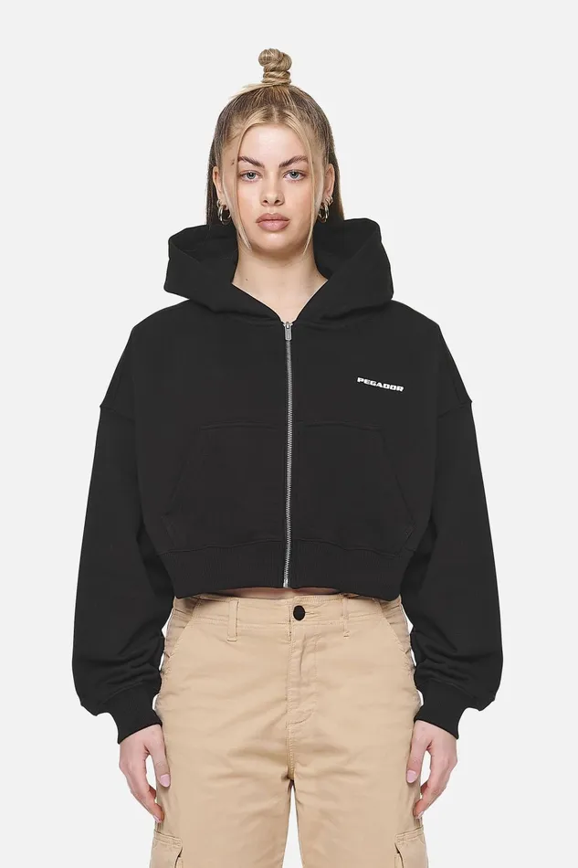 Women Pegador Zip Hoodies Marla Cropped Zip HoodieBlack White Gum