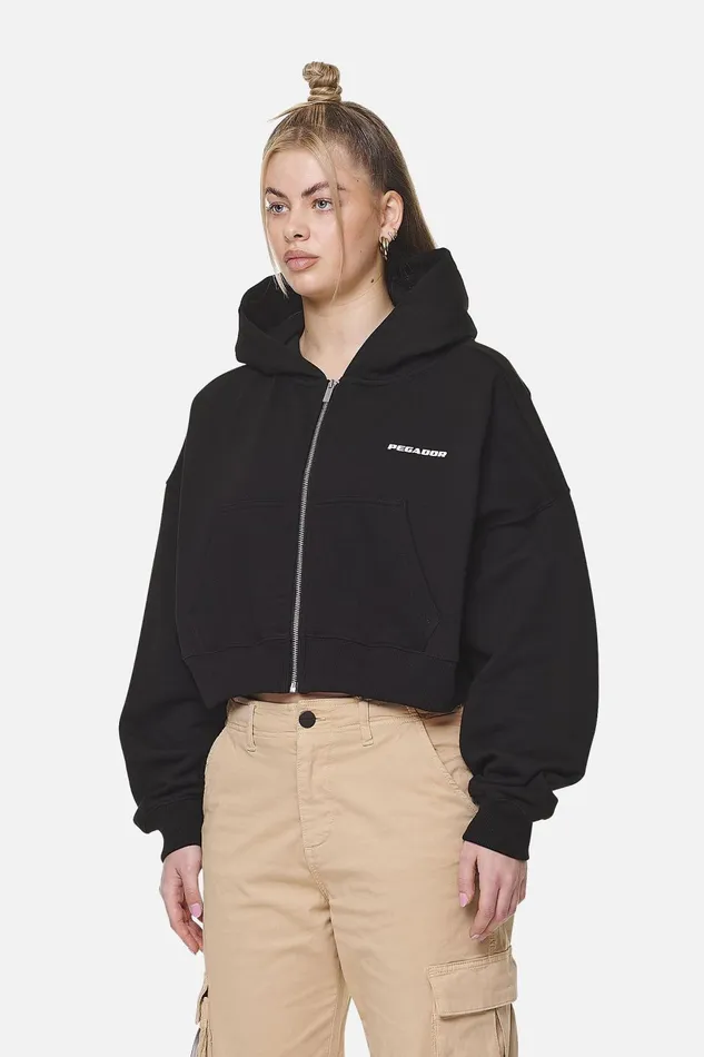 Women Pegador Zip Hoodies Marla Cropped Zip HoodieBlack White Gum Women Pegador Zip Hoodies Marla Cropped Zip HoodieBlack White Gum