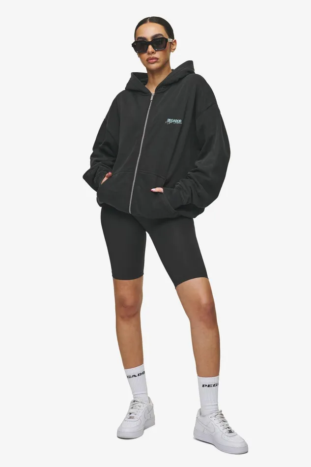 Women Pegador Zip Hoodies Patino Oversized Sweat Jacket Vintage Black