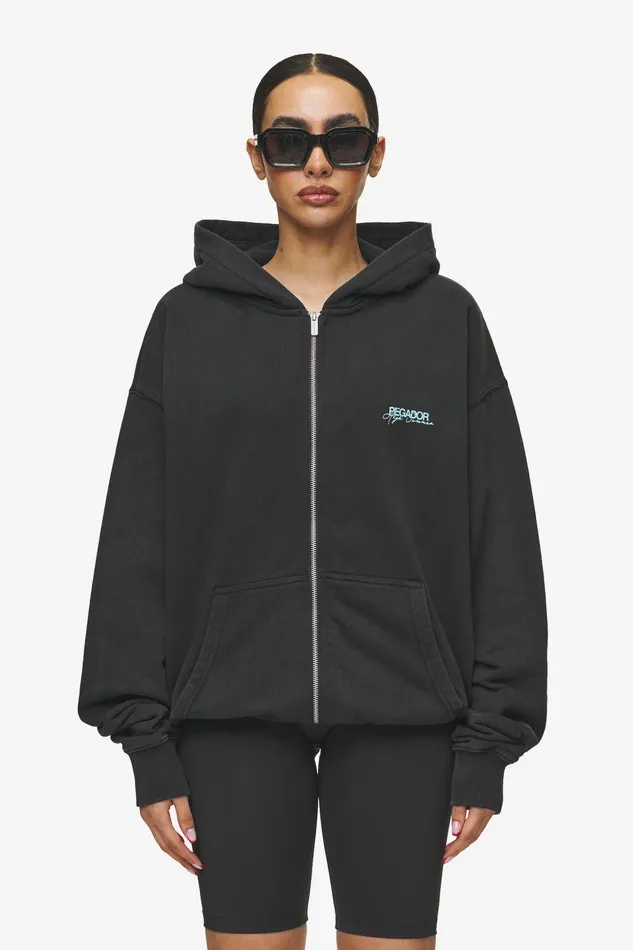 Women Pegador Zip Hoodies Patino Oversized Sweat Jacket Vintage Black