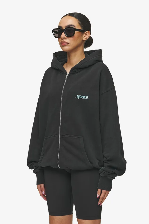 Women Pegador Zip Hoodies Patino Oversized Sweat Jacket Vintage Black