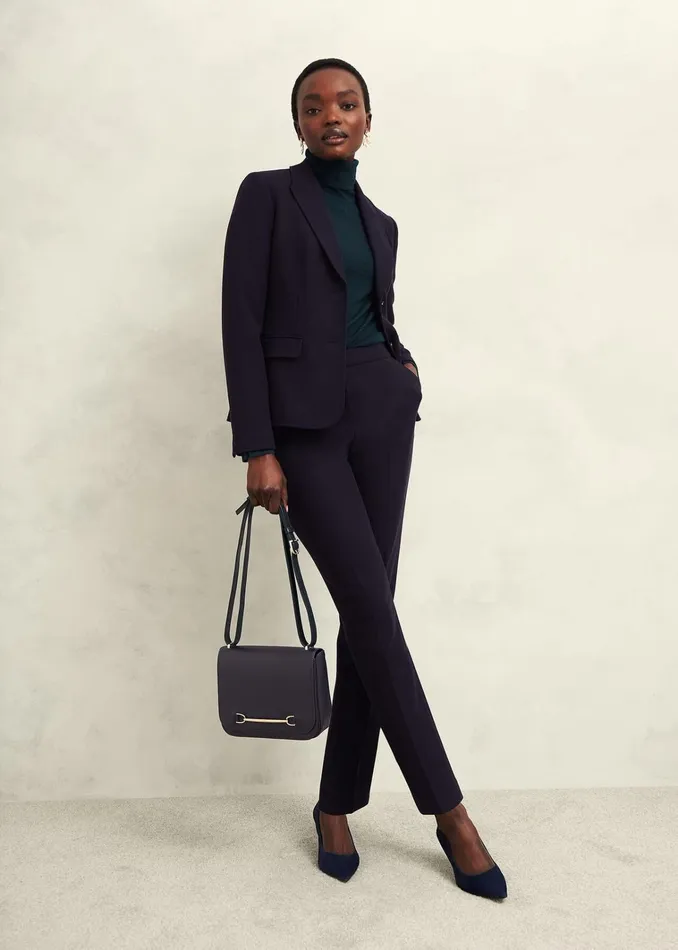 Women Petite Aly Slim Trousers Navy Hobbs Trousers