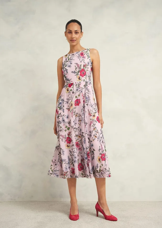 Women Petite Carly Dress Pale Pink Multi Hobbs Dresses and Jumpsuits