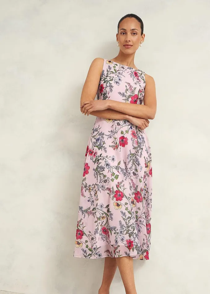 Women Petite Carly Dress Pale Pink Multi Hobbs Dresses and Jumpsuits