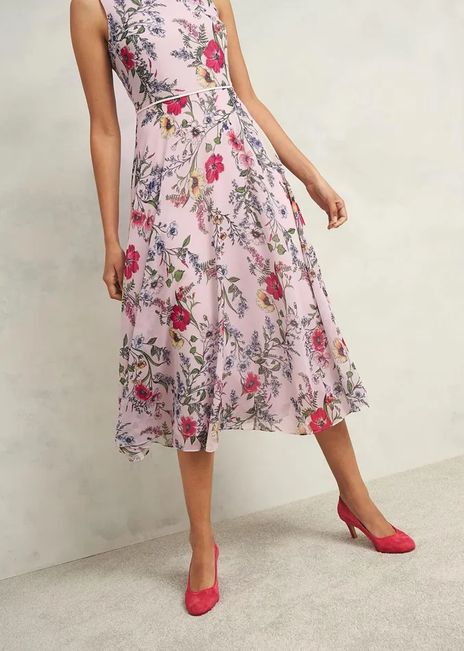 Women Petite Carly Dress Pale Pink Multi Hobbs Dresses and Jumpsuits