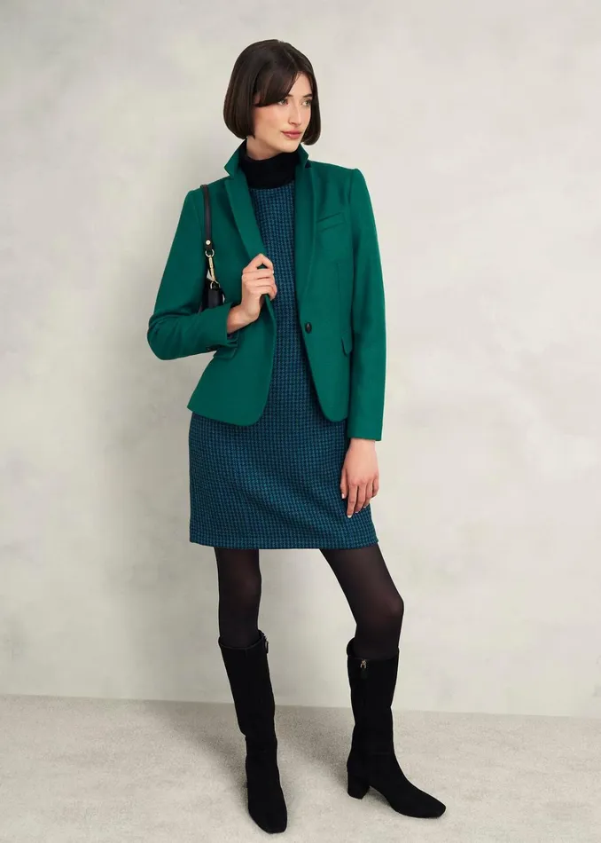 Women Petite Sariah Wool Dress Green Multi Hobbs Dresses and Jumpsuits