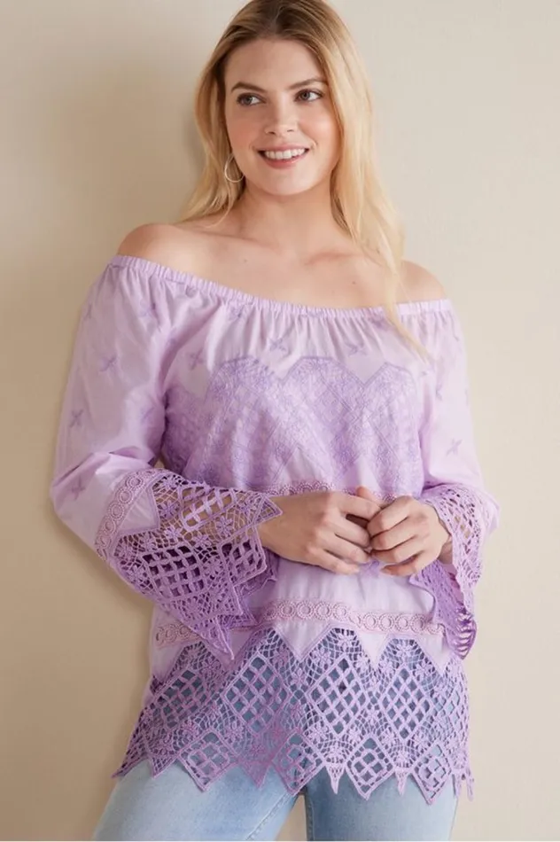 Women Pilar Off The Shoulder Top Orchid Bloom Soft Surroundings Tops Women Pilar Off The Shoulder Top Orchid Bloom Soft Surroundings Tops