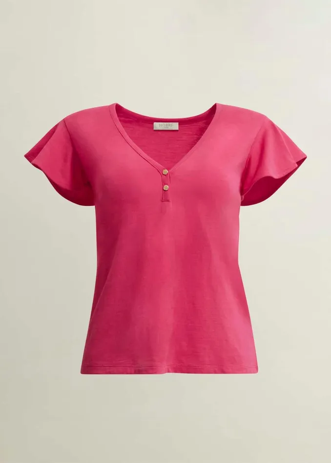 Women Pippa Cotton Slub Top Zinnia Pink Hobbs Tops